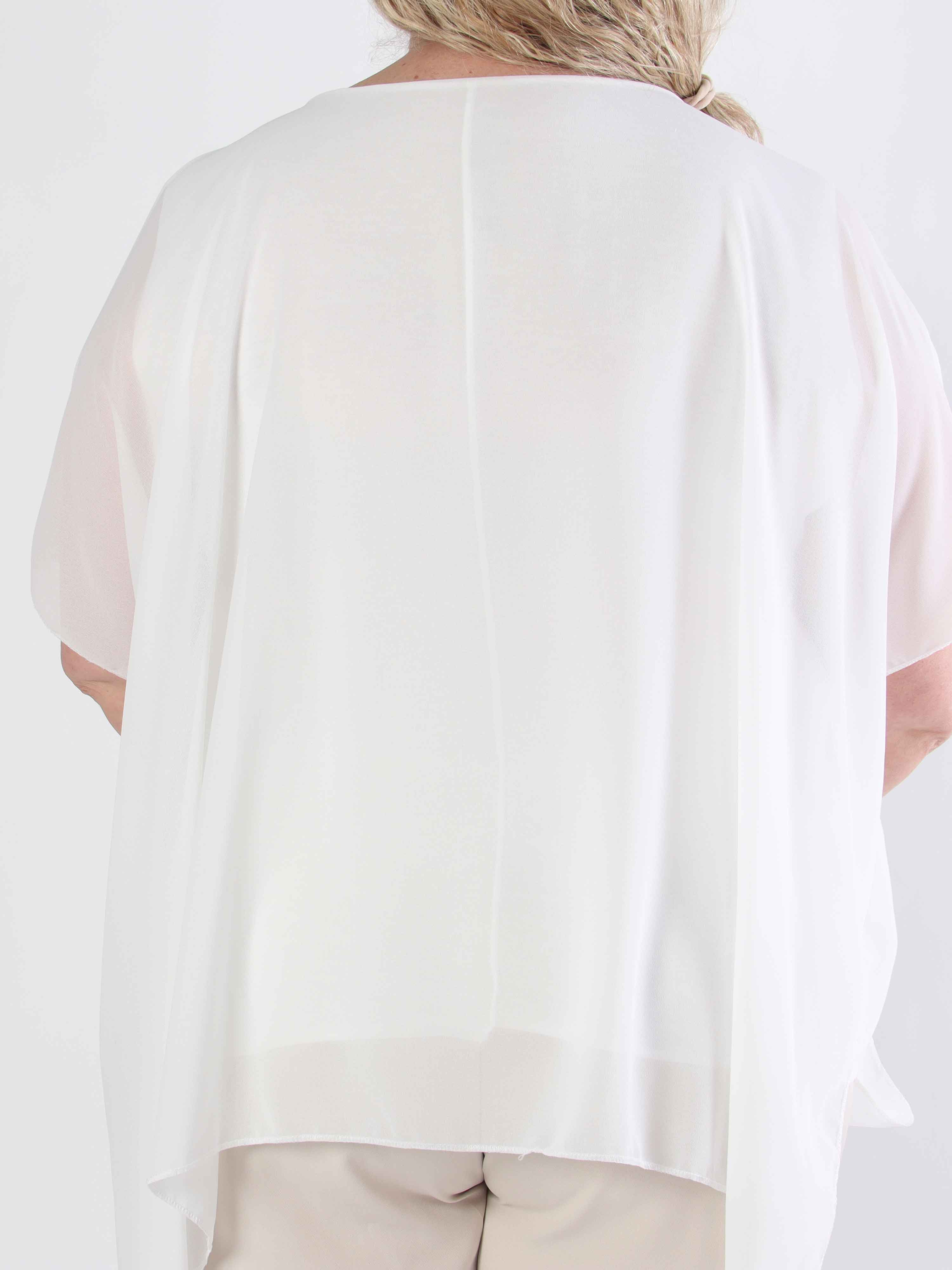 Mirabella Plain Shirt - Söt tunika i plusstorlek med löst chiffonglager